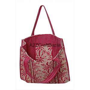 Bolsa de Mano Grande Multicolor con Estampado Floral, 100% Algodón Puro, Acolchada, Ecológica, con Asa Larga para la Playa y Compras - Product Image 6