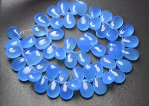 Natural Sky <b>Blue</b> Chalcedony Smooth Pear Shape Gemstone Beads Strand for Jewelry Making <b>Necklace</b> Earrings Wholesale - Product Image 3