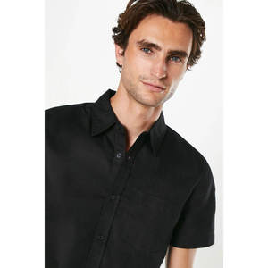 Chemise en lin blanc à manches longues pour homme, style décontracté chic, col carré ample, couleur unie, respirante, teinte unie - Product Image 6