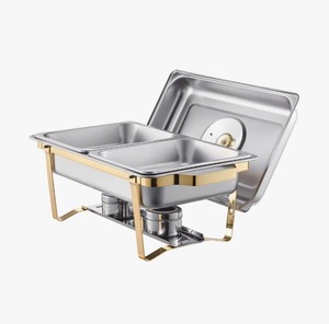 Premium 4 Qt Rectangular Chafing Dish Set Gold Stainless Steel <b>Buffet</b> <b>Warmer</b> At Cheap Price - Product Image 2