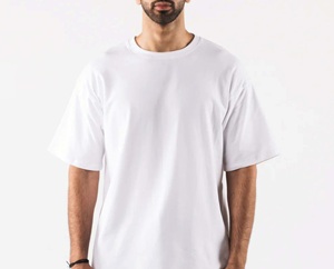 T-shirt en coton blanc pour homme, manches courtes, col rond, coupe classique, jersey décontracté, uni, couleur unie - Product Image 1
