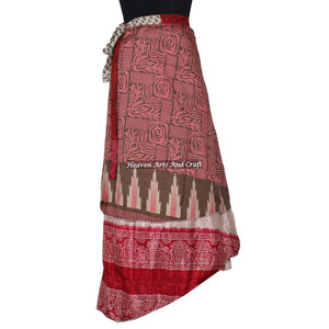 Wholesale Silk <b>Wrap</b> <b>Skirt</b> Japan Women Wear Vintage Silk Sari Long Length <b>Wrap</b> <b>Around</b> <b>Skirt</b> 2 Layer Reversible Saree Bohemian - Product Image 6
