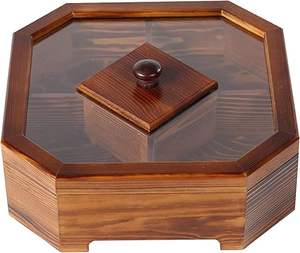 Boîte de rangement en bois artisanale moderne de luxe pour fruits secs et épices avec compartiments, boîte en carton personnalisée avec couvercle - Product Image 3