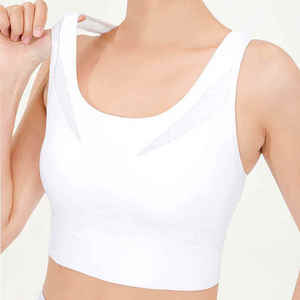 Custom Design White Scoop Neck Sports Bra High <b>Support</b> Breathable Yoga Wear Women's <b>Crop</b> <b>Top</b> - Product Image 5