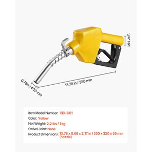 Ugello Automatico per Carburante da 3/4 Pollici NPT, Portata Massima 11,8 GPM, Blocco Grilletto a 3 Velocità con Spegnimento Automatico per Iniettori Diesel e Gas - Product Image 5