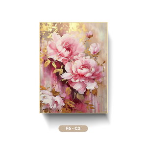 Cuadro de Lona Floral Moderno Original de Vietnam, Impresión Artística Pintada a Mano, Decoración de Pared con Flores, Marca HALO, Modelo F6-C2, Gran Venta - Product Image 1