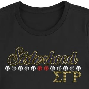 เสื้อยืดแขนสั้นคอกลมลายกรีก Black Gold Sigma Gamma Rho Sisterhood ประดับมุก 10 เม็ด ทับทิม 2 เม็ด แฟชั่นลำลองสำหรับพี่น้องสมาคม - Product Image 4
