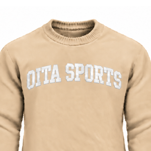 Custom Beige <b>Men</b> Crew Neck Sweater Long Sleeve <b>Warm</b> Knit Pullover Casual Winter <b>Jumper</b> Ribbed Hem with Raised Chest Letter - Product Image 3