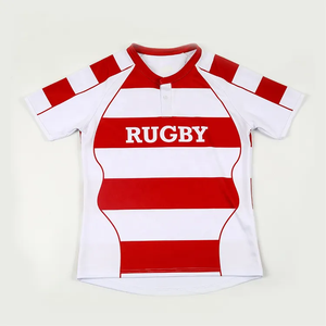 Camiseta de Rugby a Rayas 100% Poliéster de Manga Corta Personalizable Unisex en Oferta - Product Image 2