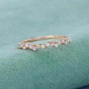 Natural <b>Opal</b> <b>Ring</b> Vintage <b>Opal</b> Band <b>Opal</b> Wedding Band <b>Opal</b> <b>Ring</b> Dainty <b>Opal</b> <b>Ring</b> Engagement Birthstone <b>Ring</b> Matching Band <b>Ring</b> - Product Image 1