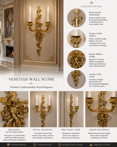 Majestic Venetian Luxury <b>Wall</b> <b>Sconce</b> Baroque Decorative <b>Wall</b> <b>Light</b> with Ornate Mirror Detailing, Decorative Brass Structure - Product Image 3