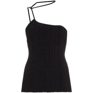 Tops de punto acanalados negros de verano personalizados, camisolas sexys de punto para mujer, chaleco de suéter de punto - Product Image 5