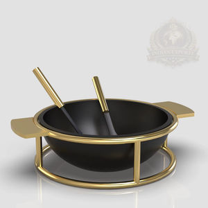 Tazón de Servir de Lujo con Base, Negro y Dorado, Tazón Premium para Servir Sopa, Diseño de Emiratos Árabes Unidos y Estados Unidos, Tazón Moderno con Marco de Metal, Diseño de Autor - Product Image 1