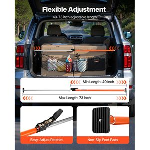 Barra di Stabilizzazione per Carichi Pesanti Regolabile da 40 a 73 Pollici in Acciaio con Schiuma Antiscivolo - Product Image 2
