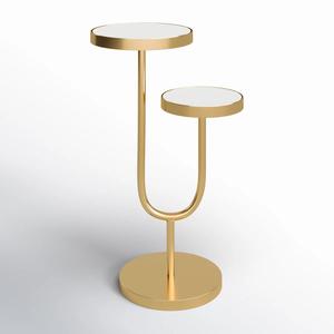 Mesa de Centro de Lujo de Dos Niveles con Plataformas Redondas Elevadas, Estructura Curva Elegante y Base Resistente para Hogares y Bares con Estilo - Product Image 1