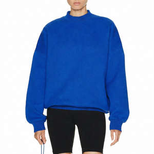 Pull molletonné personnalisé de haute qualité pour femme, col montant, manches longues, broderie frontale, 180g, respirant et coupe-vent - Product Image 1