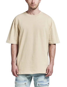 T-shirt en coton noir surdimensionné pour homme, manches courtes, col rond, décontracté, tricoté, avec logo imprimé sur le devant, coupe classique, grammage lourd - Product Image 5