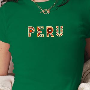 Camiseta corta moda mujer diseño letras geométricas PERU - Product Image 3