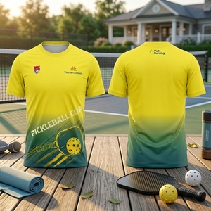 เสื้อปิ๊กเกิลบอลเวียดนามแอร์ไลน์พิมพ์ลายระบายความชื้นได้ดี ชุดกีฬาโพลีเอสเตอร์แขนสั้นสำหรับทั้งชายและหญิง - Product Image 4