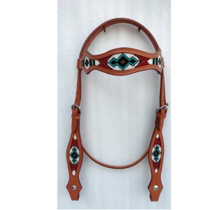 New Western Horse Racing Equipment Leather PP Nylon Bridle with TPU Coated Webbing and Soft Padded - Product Image 1