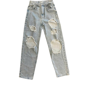 Pantalones vaqueros para hombre con logotipo personalizado, ropa vaquera desgastada rasgada azul lavado, OEM de alta calidad, MOQ bajo directo de fábrica al por mayor - Product Image 6