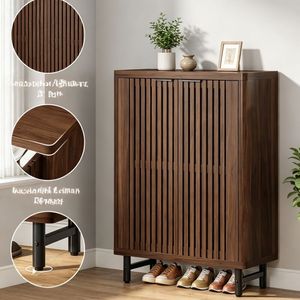 Mobiletto Portascarpe Moderno in MDF con Stabilità Regolabile e Piedini, Salvaspazio per Soggiorno, Stile Semplice e Rustico - Product Image 5