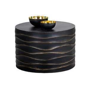 Table à manger antique noire avec base en métal de forme ronde, table basse décorative pour la maison et l'hôtel - Product Image 1