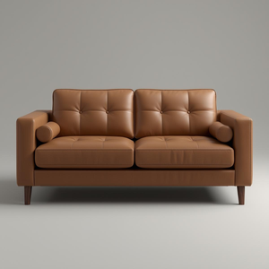 Sofá de Cuero Genuino de Primera Calidad de Vietnam con Respaldo Acolchado con Botones para Sala de Estar - Product Image 1