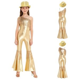 Costume de danse disco pour filles de 6 à 16 ans, combinaison avec chapeau Fedora pour banquets, concours, fêtes, compétitions de danse, costumes de danse jazz - Product Image 4