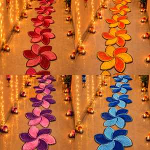 Tapetes Florales Reutilizables de Hilo de Pluma para Caminos, Entradas, Pasillos, Diwali, Bodas y Decoración del Hogar, Paquete de 8 - Product Image 6