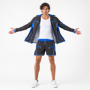 Ensemble de survêtement coupe-vent et short en polyester personnalisé pour homme, doublure en maille respirante, idéal pour l'été – Fabricant OEM - Product Image 3