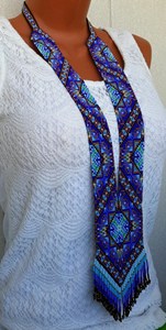 TOP QUALITY Handmade Blue Tribal Beaded <b>Statement</b> <b>Necklace</b> Set Boho Ethnic Native Festival Jewelry Gift , wedding - Product Image 4