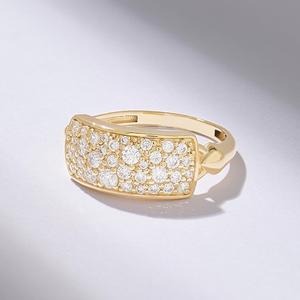 Anillo de Moissanita Redonda Chapado en Oro con Diamantes, Anillo de Sello Unisex de Plata Fina 925 Original, Regalo para Fiesta de Boda para Pareja - Product Image 1