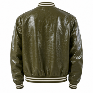OEM Custom Genuine Leather Varsity <b>Jacket</b> <b>Men's</b> Bomber <b>Jacket</b> Private Label <b>Baseball</b> Letterman <b>Jacket</b> Manufacturer - Product Image 3