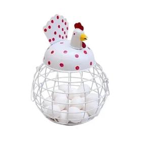 Panier à œufs en fil métallique blanc élégant, économique, décoratif pour la cuisine, en fer, fait main, design moderne, pour le rangement - Product Image 1