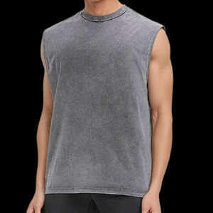 Débardeur vintage délavé pour homme, coupe ample, sans manches, style streetwear, vêtements de sport décontractés, fournisseur d'usine OEM - Product Image 2