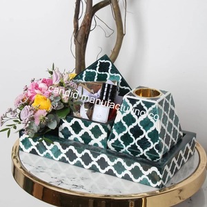 Ensemble de brûleurs d'encens en résine bleue et blanche, fait main, avec plateau porte-bakhoor, parfum Oud, aromathérapie, décoration - Product Image 5