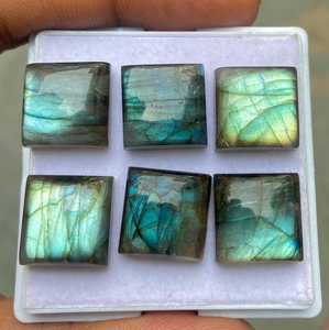5 cabochons carrés en labradorite naturelle, pierres précieuses de qualité, pierres en vrac pour la fabrication de bijoux - Product Image 1