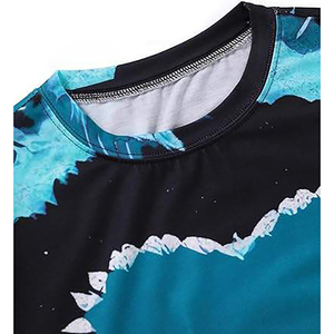 Camiseta de Manga Corta con Cuello Redondo y Estampado de Corazón Azul para Hombre, Corte Regular, Informal, Tejida, Transpirable, de Poliéster - Product Image 4