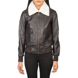 OEM <b>Women</b> Shearling Leather <b>Jacket</b> Outdoor Wear Custom Logo Secure Closure Biker Style Winter Autumn Breathable - Product Image 1