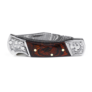 Couteau de poche en acier Damas en gros DD-FK-WH906, lame tranchante faite à la main avec manche en bois exotique, couteau d'extérieur EDC - Product Image 2