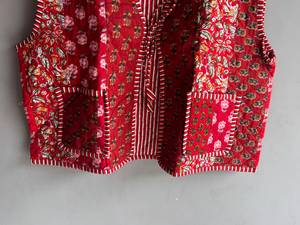 Chaleco Acolchado de Algodón con Estampado Floral Rojo para Mujer, Cuello en V, Sin Mangas, para Otoño, con Bolsillos, Todas las Tallas, Regalo para Ella - Product Image 5