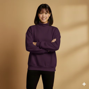 เสื้อพูลโอเวอร์ผู้หญิง แขนยาว คอเต่า ผ้าฝ้ายฟลีซเนื้อนุ่ม ทรงหลวม สวมใส่สบาย อุ่นสบาย เหมาะสำหรับฤดูหนาว สไตล์ลำลอง สตรีทแวร์ - Product Image 1