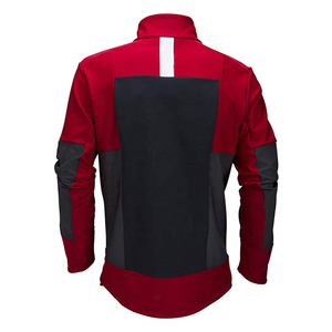 Men's <b>Red</b> Hooded Motorcycle <b>Jacket</b> with Stand Collar Zipper Closure <b>Waterproof</b> Canvas Fabric Black Accents-Winter Casual Wear - Product Image 3