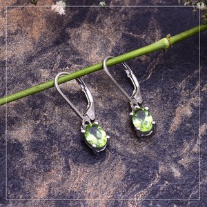 Peridot <b>Stud</b> Earrings 925 Sterling <b>Silver</b> Rhodium Plated Ethnic Handmade Gemstone Jewelry Gift for Mom Elegant Party - Product Image 6