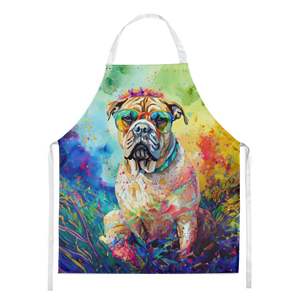 Delantal Unisex grande Multicolor Bullmastiff Hippie Dawg para cocinar manualidades para hornear jardinería-para adultos hombres y mujeres - Product Image 1