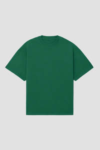 T-shirt décontracté pour homme en coton 100% tricoté, vert, col rond, manches courtes, coupe oversize, couleur unie, séchage rapide, écologique et respirant - Product Image 3
