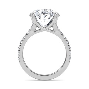 Bague de fiançailles en or rose 10K avec diamant de laboratoire rond et ovale grossi, 10,21 carats au total, bijou de mariée exceptionnel et imposant - Product Image 4