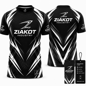 ZIAKOT industry Nouveau design T-shirt de performance personnalisé pour homme noir vert néon-blanc - Product Image 5