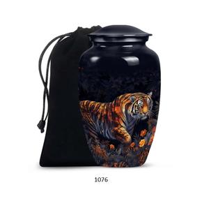 Whole Selling Black <b>Large</b> Tiger Cremation Adult Memorial <b>Urn</b> For Human Ashes Funeral Design Metal <b>Urn</b> Container Ashes For Female - Product Image 1